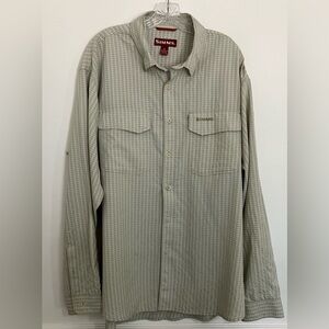Simms Shirt Mens XL  Plaid Cor3 Long Sleeve Fishing Hiking Outdoors UPF 30